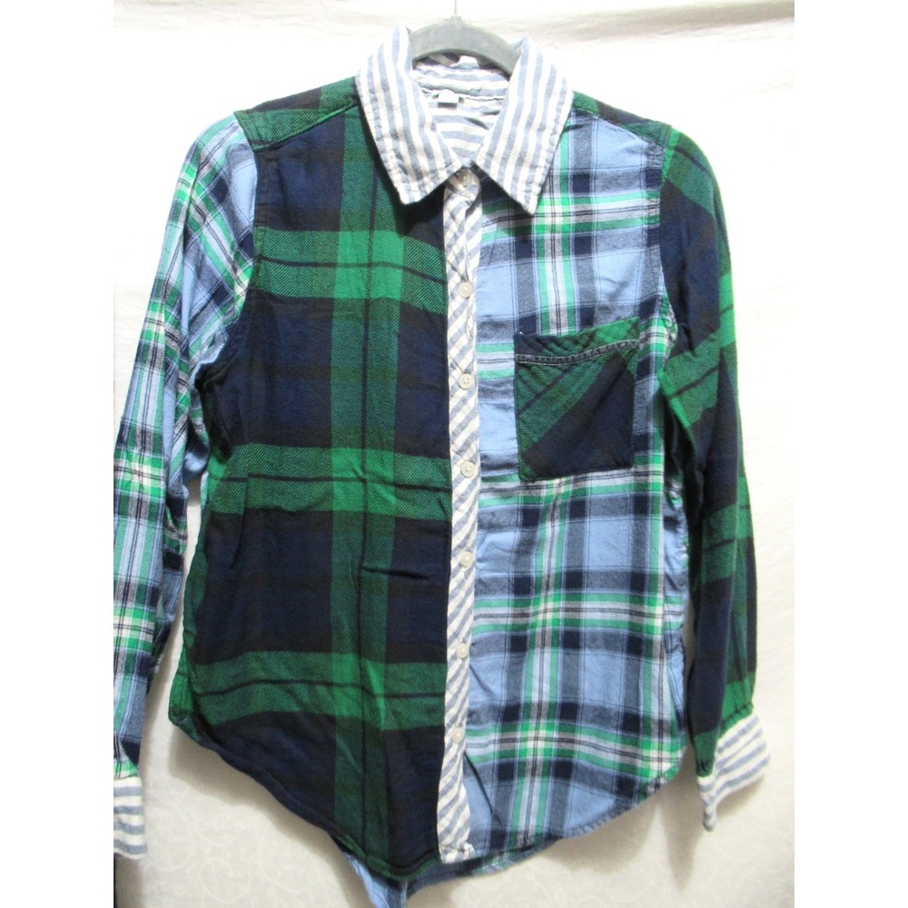 Aerie Size XXS/XS Blue‎ & Green Plaid Long Soft Cotton Pajama Lounge Set - Picture 2 of 10